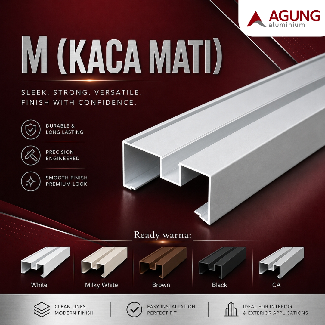 Katalog profil M kaca mati Agung Aluminium untuk panel kaca tetap
